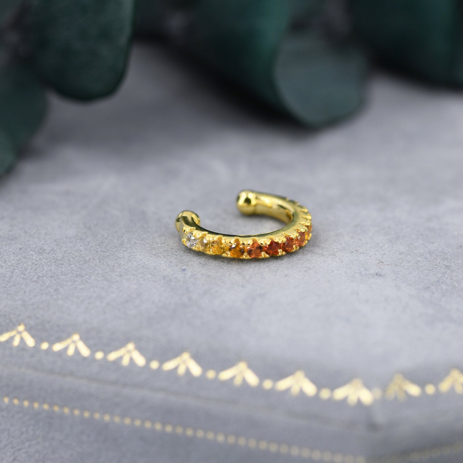 Gradient Colour Ear Cuff in Sterling Silver, Ombre Ear Cuff, Simple Piercing Free Earrings, Minimalist Ear Cuff,