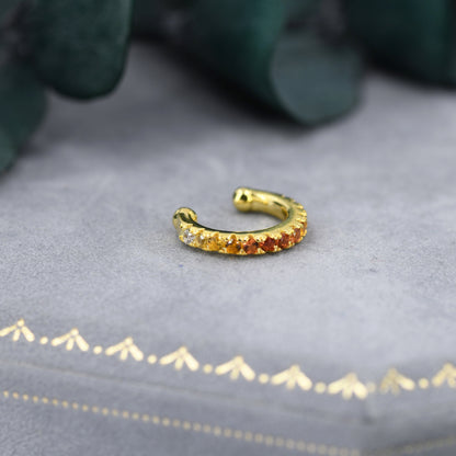 Gradient Colour Ear Cuff in Sterling Silver, Ombre Ear Cuff, Simple Piercing Free Earrings, Minimalist Ear Cuff,