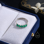 Natural Green Onyx Half Infinity Ring in Sterling Silver, Adjustable Size, Green Onyx Ring, Green Onyx Prong Ring