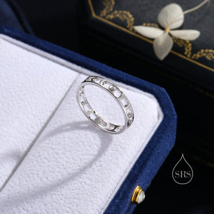 Sterling Silver Moon Phase Ring, US 5 6 7 8 Size,  Celestial Jewellery, Dainty and Delicate, Moon Ring