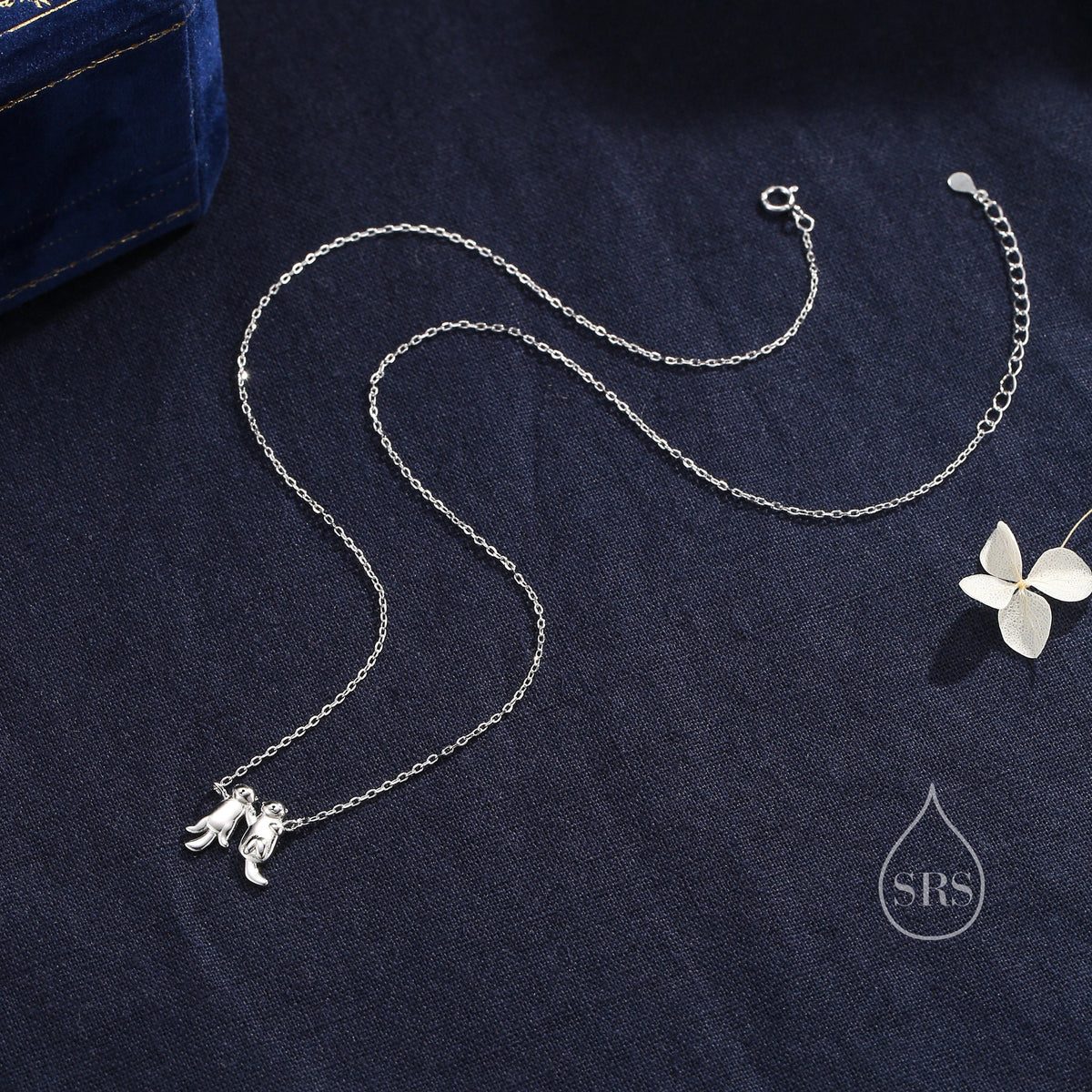 Otters Holding Hands Charm Necklace