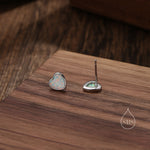 White Opal Heart Stud Earrings in Sterling Silver, Lab Opal Heart Earrings, Silver or Gold or rose gold, Delicate Fire Opal Heart Earrings
