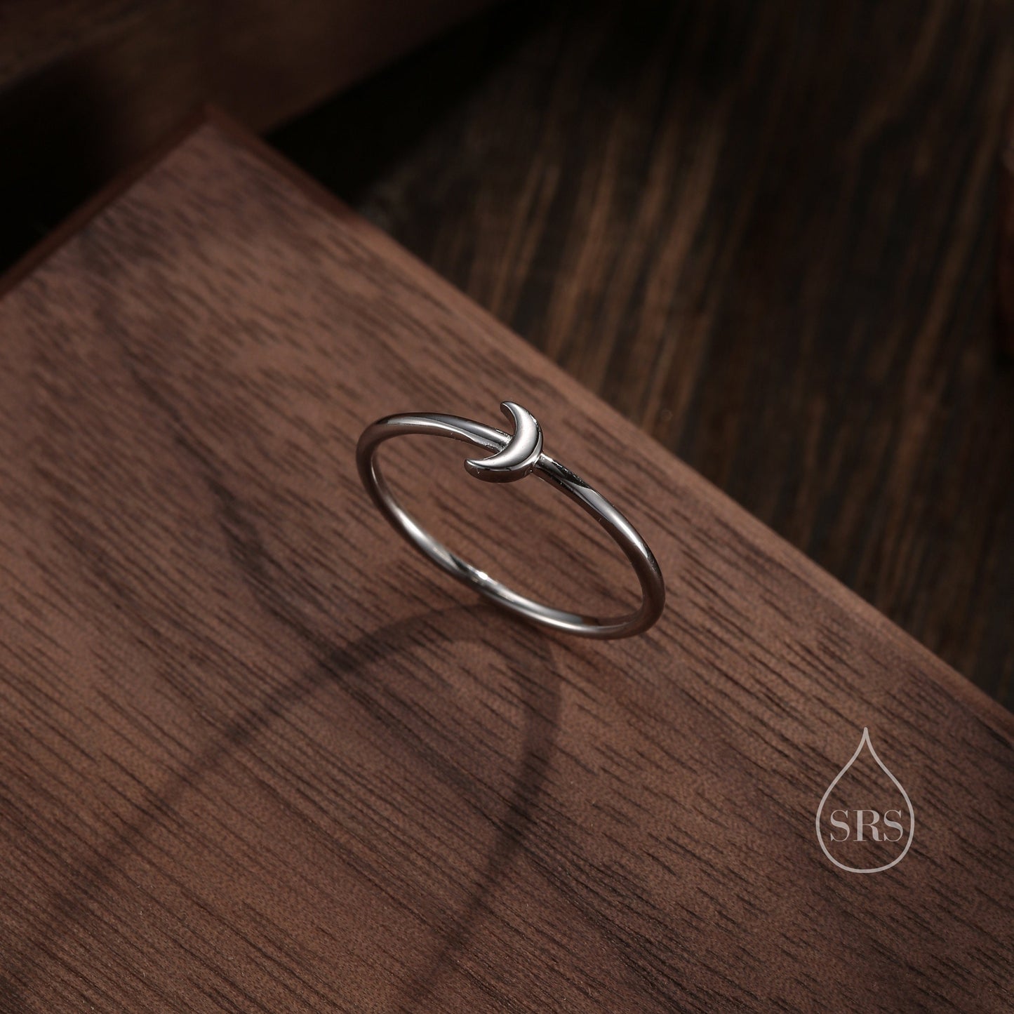 Extra Tiny Little Moon Skinny Ring in Sterling Silver, Single Moon Delicate Ring, Silver Moon Ring, Simple and Minimal