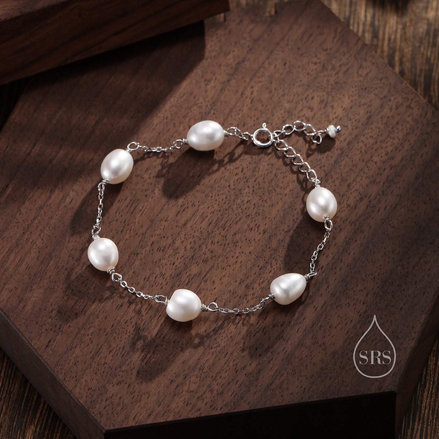 Oval Freshwater Pearl Station Bracelet