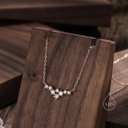 CZ Constellation Necklace in Sterling Silver, Silver or Gold or Rose Gold, Tiny CZ Cluster Delicate Necklace, Tiny CZ Necklace