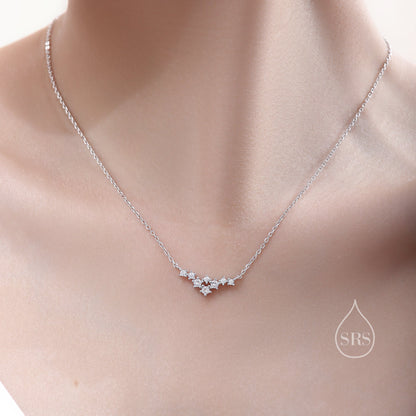 CZ Constellation Necklace in Sterling Silver, Silver or Gold or Rose Gold, Tiny CZ Cluster Delicate Necklace, Tiny CZ Necklace