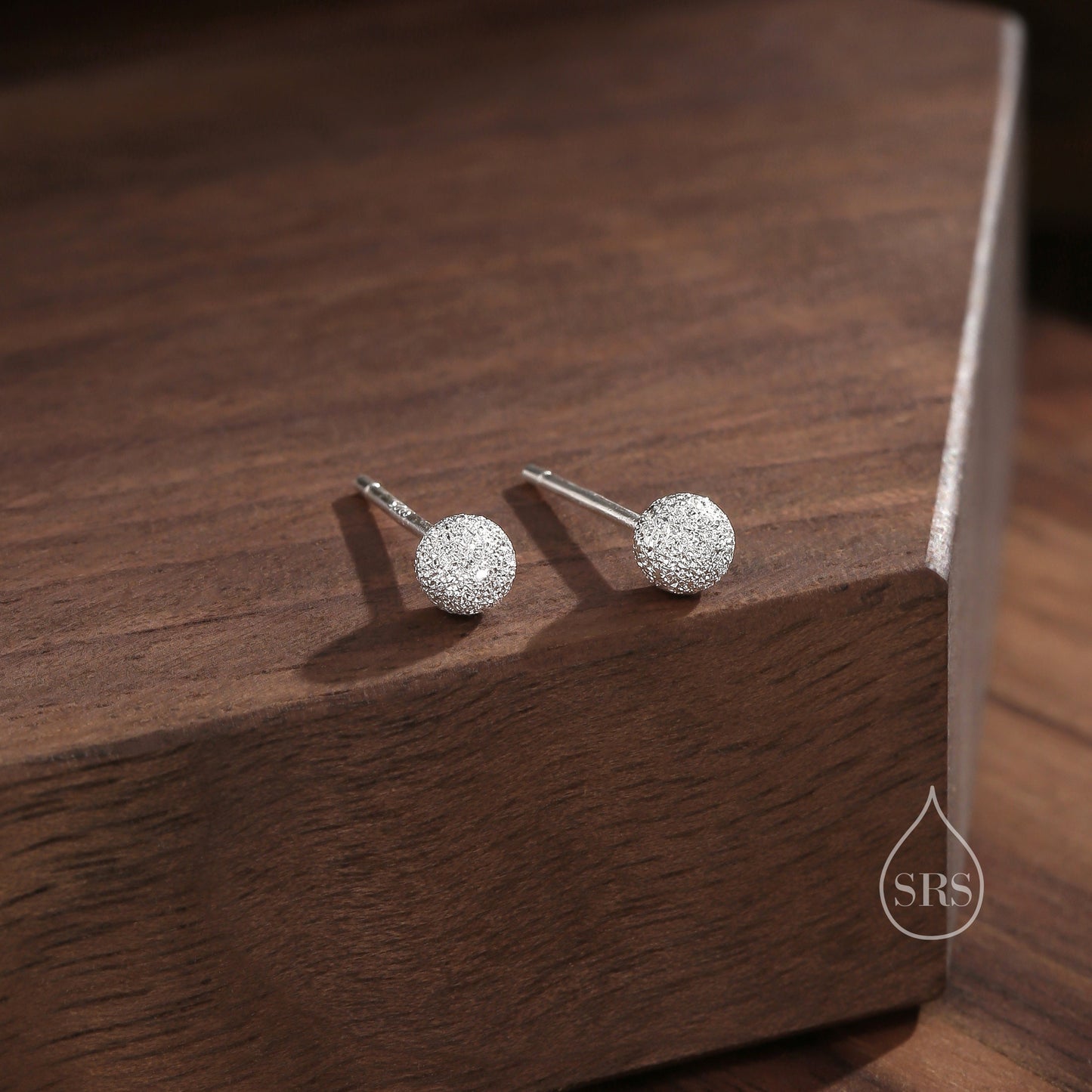 Frosted Sterling Silver Ball Tiny Stud Earrings  Textured Finish Simple Minimalist Everyday Style - Geometric Jewellery  O22