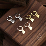 Sterling Silver Little Ghost Huggie Hoops, Detachable Cute Ghost Hoop Earrings, Ghost Charm Dangle Earrings, Ghost Earrings