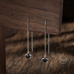 Black Star CZ Threader Earrings in Sterling Silver, Silver or Gold, Crystal Star Ear Threaders