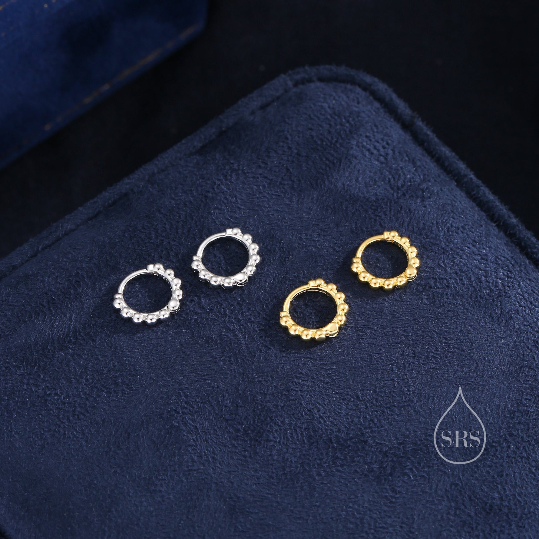 Sterling Silver Huggie Hoop Earrings, Pebble Circle Round Earrings, Minimalist Geometric Design