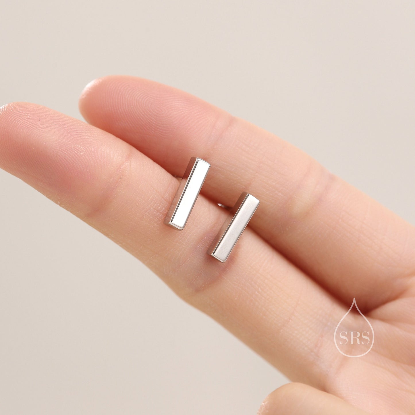 Chunky Geometric 12MM  Bar Stud Earrings in Sterling Silver, Polished or Textured, Chunky Bar Earrings