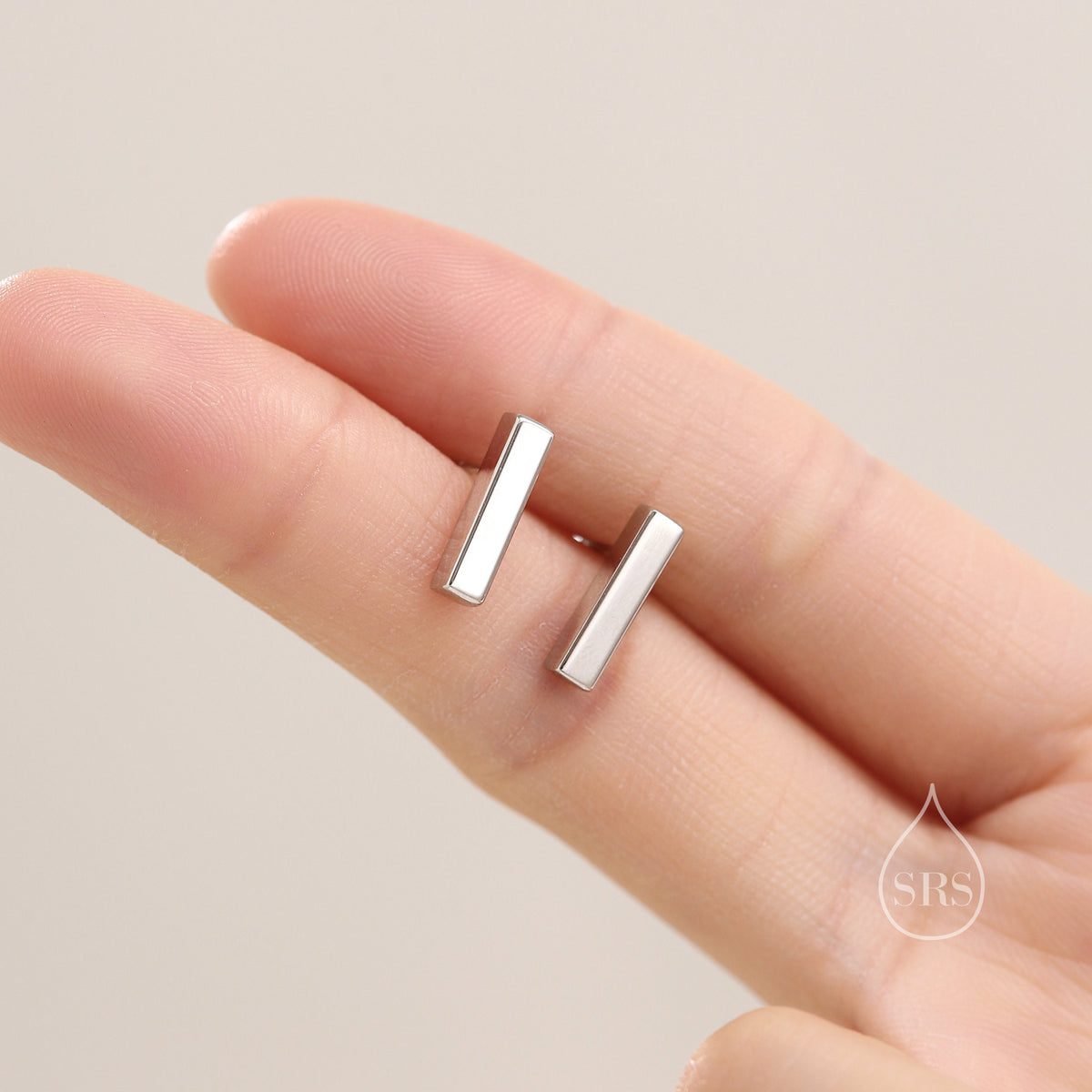 Chunky Geometric 12MM Bar Stud Earrings in Sterling Silver, Polished or Textured, Chunky Bar Earrings