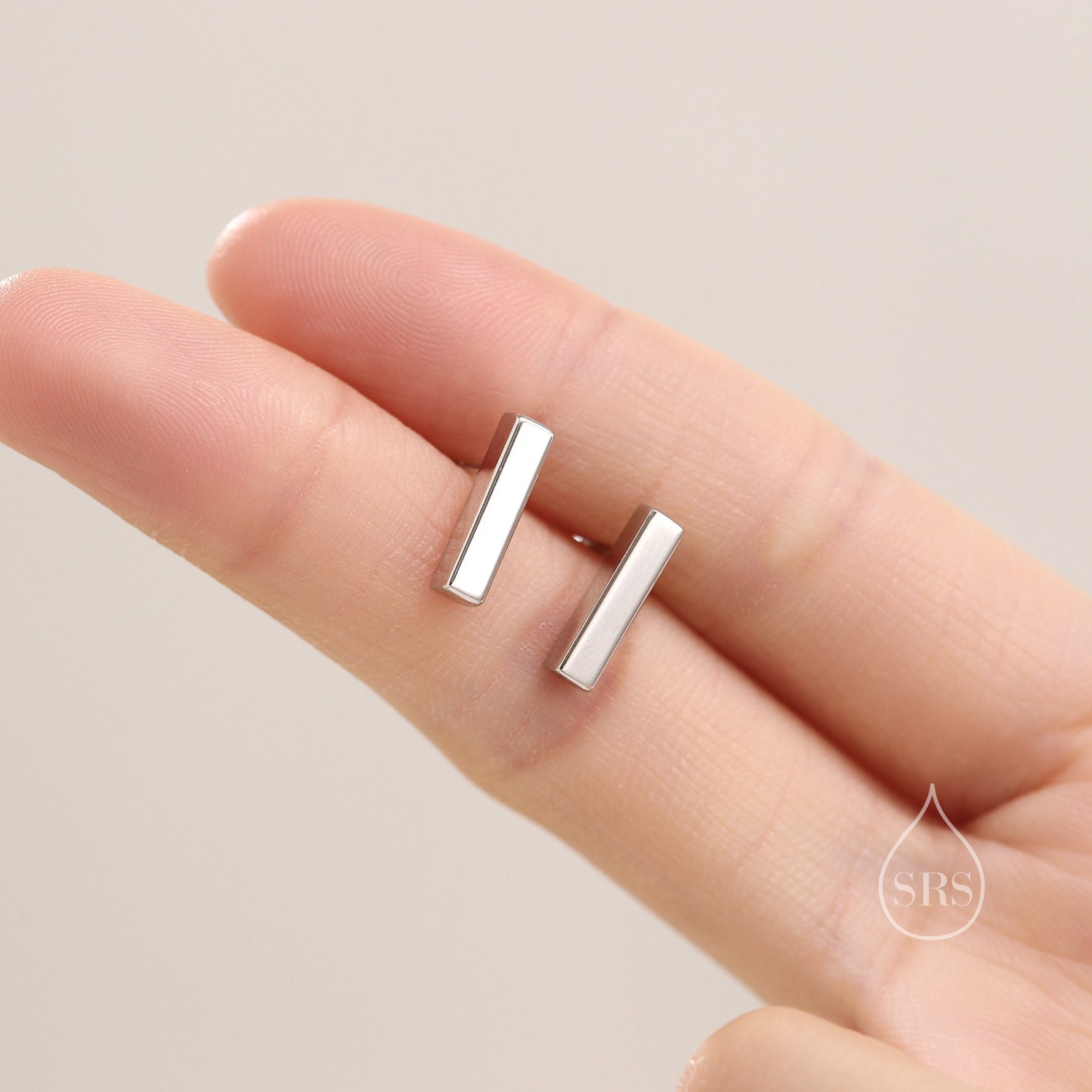 Chunky Geometric 12MM Bar Stud Earrings in Sterling Silver, Polished or Textured, Chunky Bar Earrings