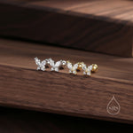 CZ Butterfly 18G Screw Back Earrings in Sterling Silver