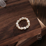 Baroque Pearl Elastic Ring, Genuine Fresh Water Pearls, Natural Pearl Ring, Keshi Pearl Ring, Infinity Ring