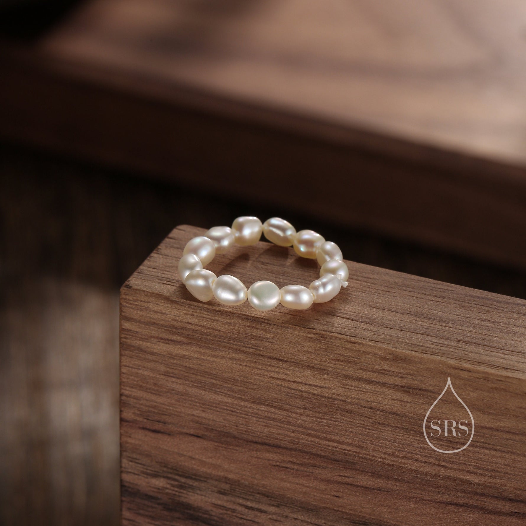 Baroque Pearl Elastic Ring, Genuine Fresh Water Pearls, Natural Pearl Ring, Keshi Pearl Ring, Infinity Ring
