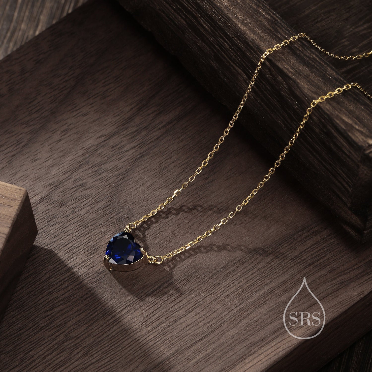 Sapphire Blue CZ Heart Pendant Necklace