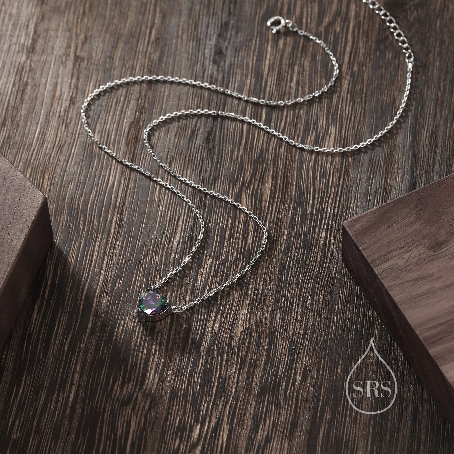 Mystic CZ Heart Charm Necklace