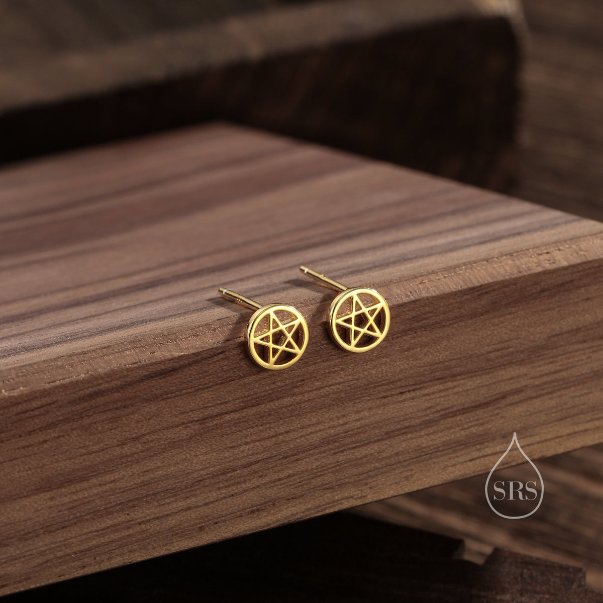 Pentagram Star Stud Earrings in Sterling Silver, Silver, Gold or Rose Gold, Star Earrings