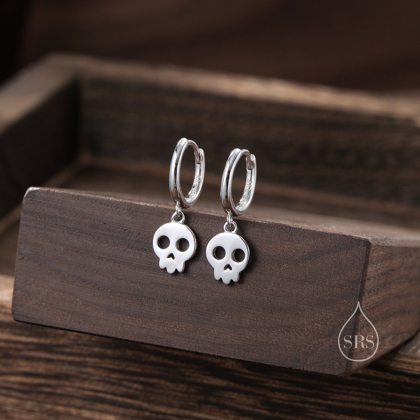 Cute Skull Huggie Hoop Earrings in Sterling Silver, Silver, Gold or Rose Gold,  Silver Skull Hoops Earrings, Skull Earrings