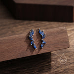 Sapphire Blue CZ Cluster Crawler Earrings in Sterling Silver, Silver or Gold, Blue CZ Marquise Ear Crawlers, CZ Cluster Earrings