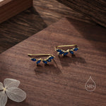 Sapphire Blue CZ Cluster Crawler Earrings in Sterling Silver, Silver or Gold, Blue CZ Marquise Ear Crawlers, CZ Cluster Earrings