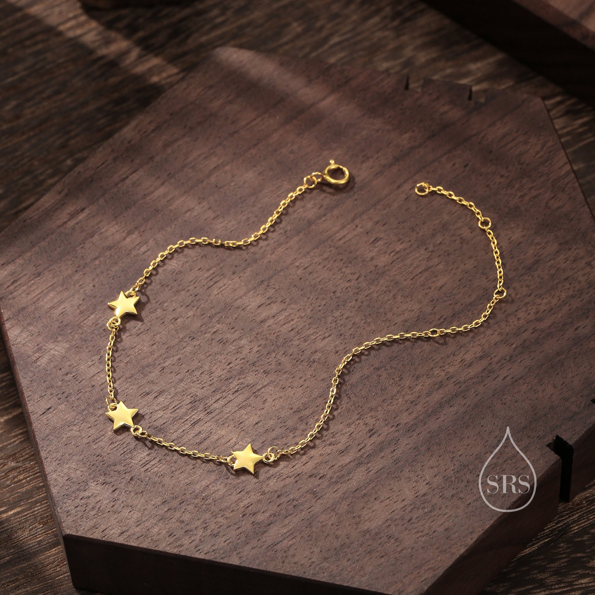 Three Star Motif Bracelet in Sterling Silver, North Star Bracelet, Sunburst Star Bracelet, Star Motif