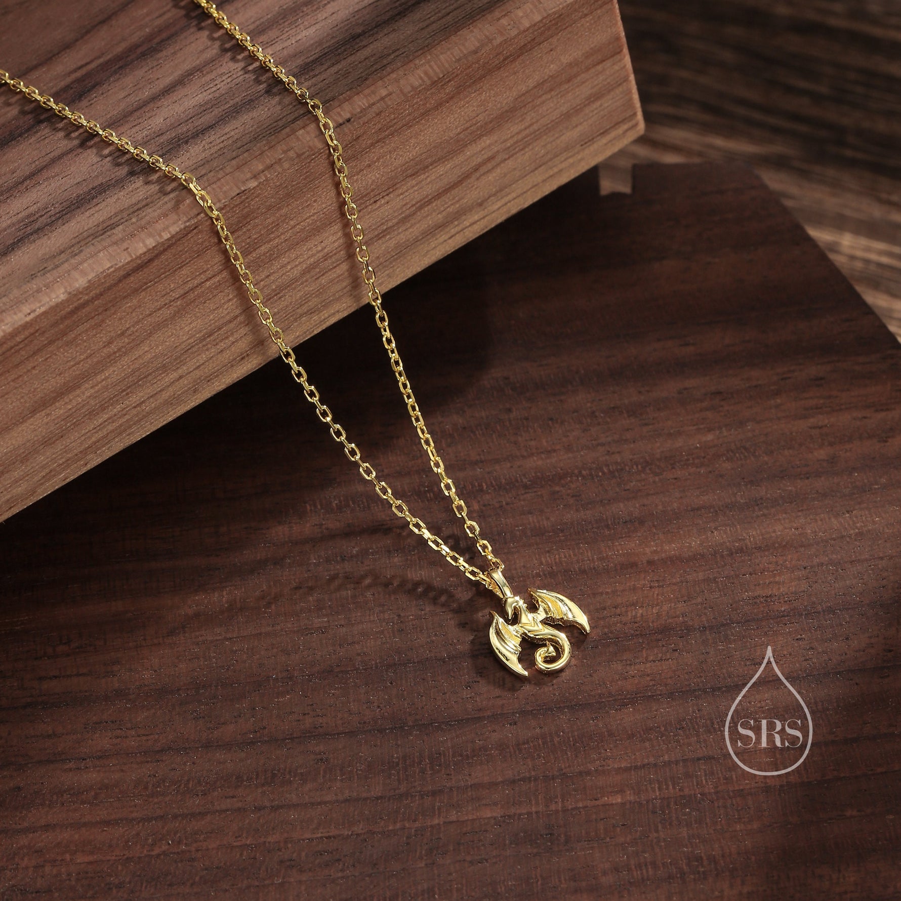 Tiny Dragon Pendant Necklace in Sterling Silver, Dragon Necklace, Small Dragon Pendant, Silver or Gold