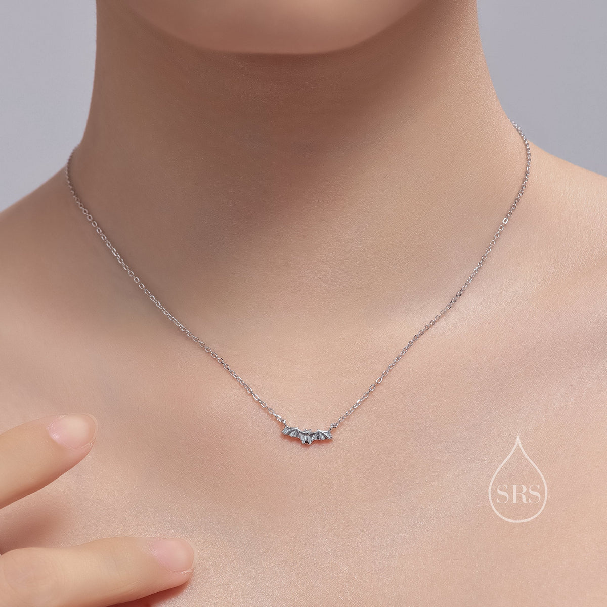 Extra Tiny Bat Pendant Necklace in Sterling Silver, Bat Necklace, Small Bat Pendant, Silver or Gold