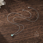 Tiny Aqua Green Opal Pendant Necklace in Sterling Silver, 5mm Lab Opal Necklace, Single Opal Necklace, Fire Opal Necklace