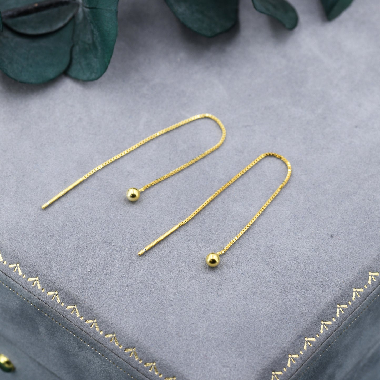 Minimalist Ball Threaders Earrings in Sterling Silver, 8cm Ball Ear Threaders, Silver, Gold or Rose Gold