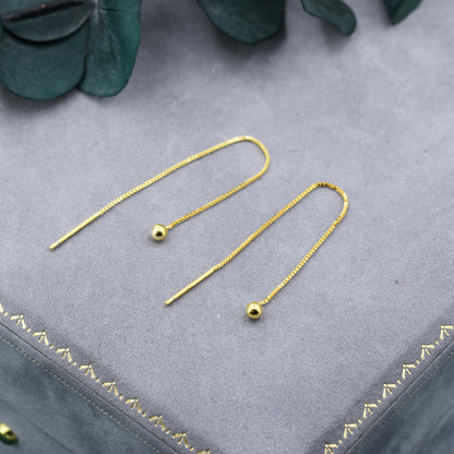 Minimalist Ball Threaders Earrings in Sterling Silver, 8cm Ball Ear Threaders, Silver, Gold or Rose Gold