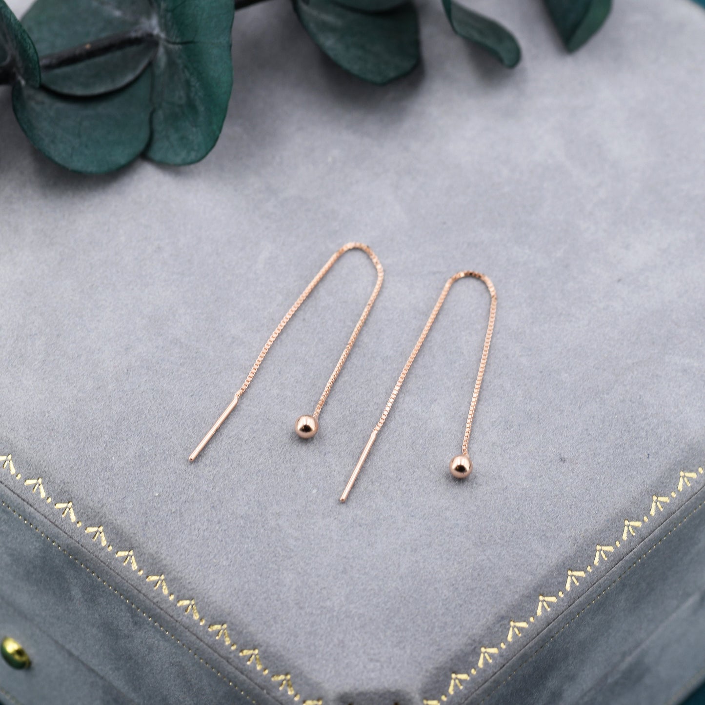 Minimalist Ball Threaders Earrings in Sterling Silver, 8cm Ball Ear Threaders, Silver, Gold or Rose Gold