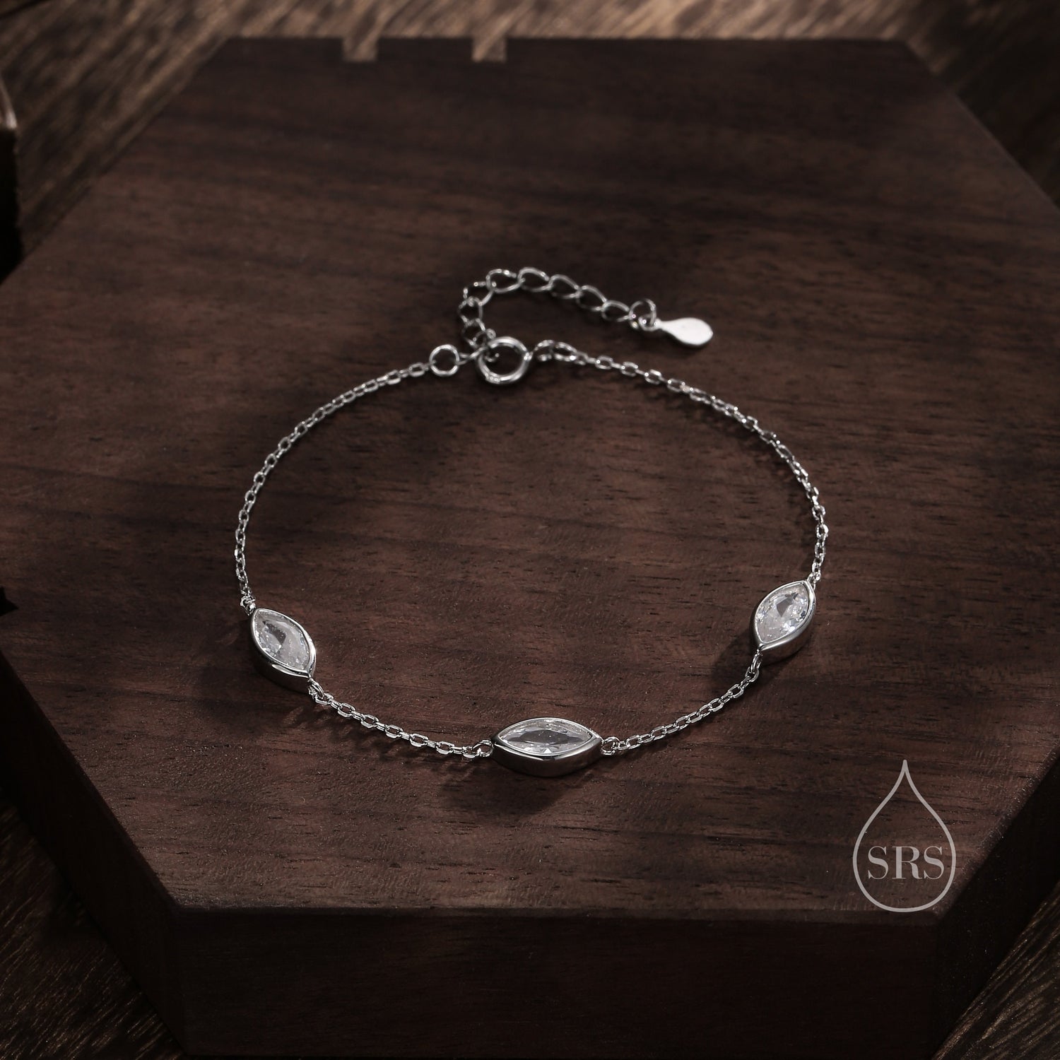 Clear CZ Marquise Station Bracelet