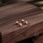 Small Pair of CZ Crystal Screw Back Earrings in Sterling Silver, Rose Gold, and Silver, ball Back Earrings - helix ,cartilage, conch, tragus