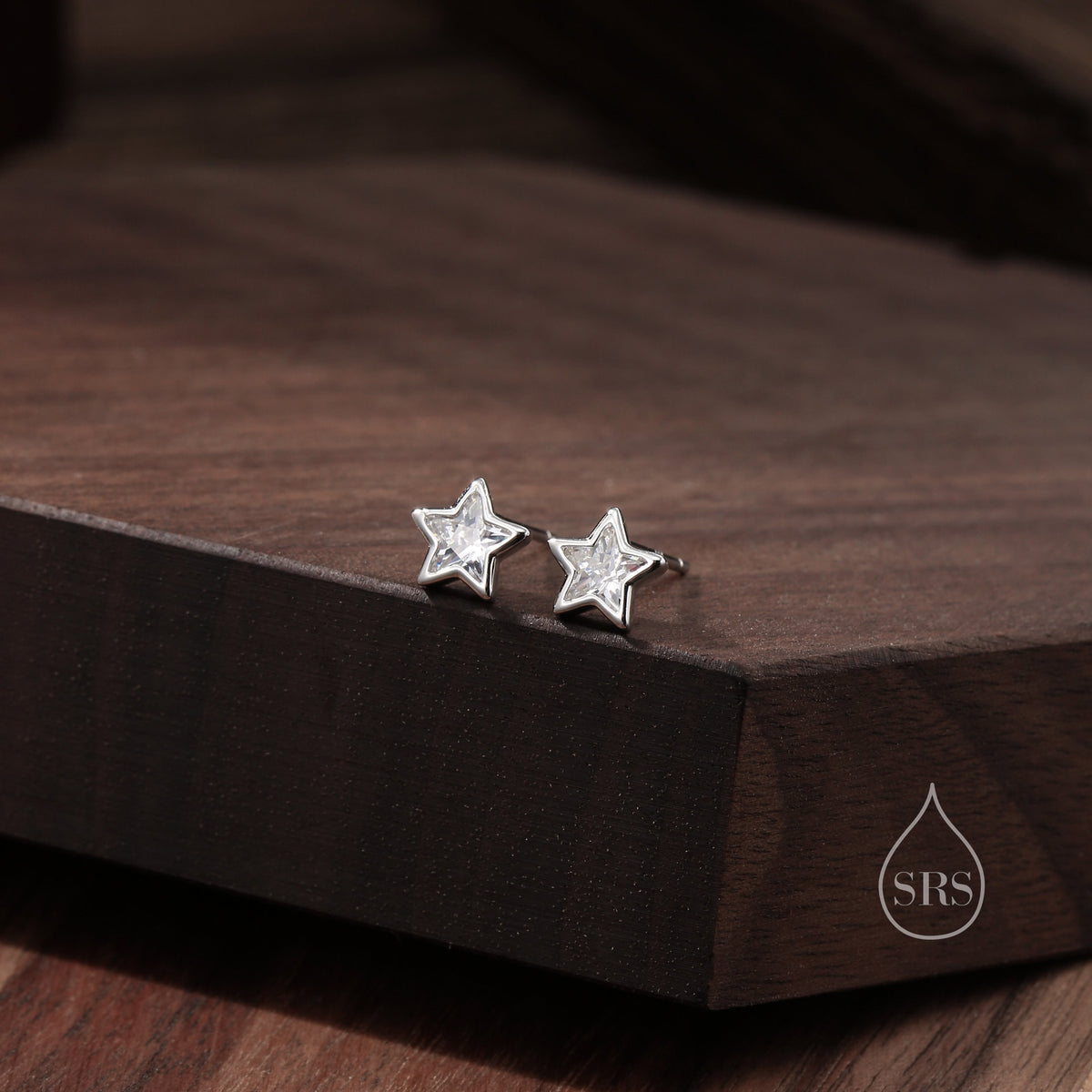 CZ Star Stud Earrings in Sterling Silver, Silver or Gold, Sparkly Crystal Star Earrings, Stacking Earrings