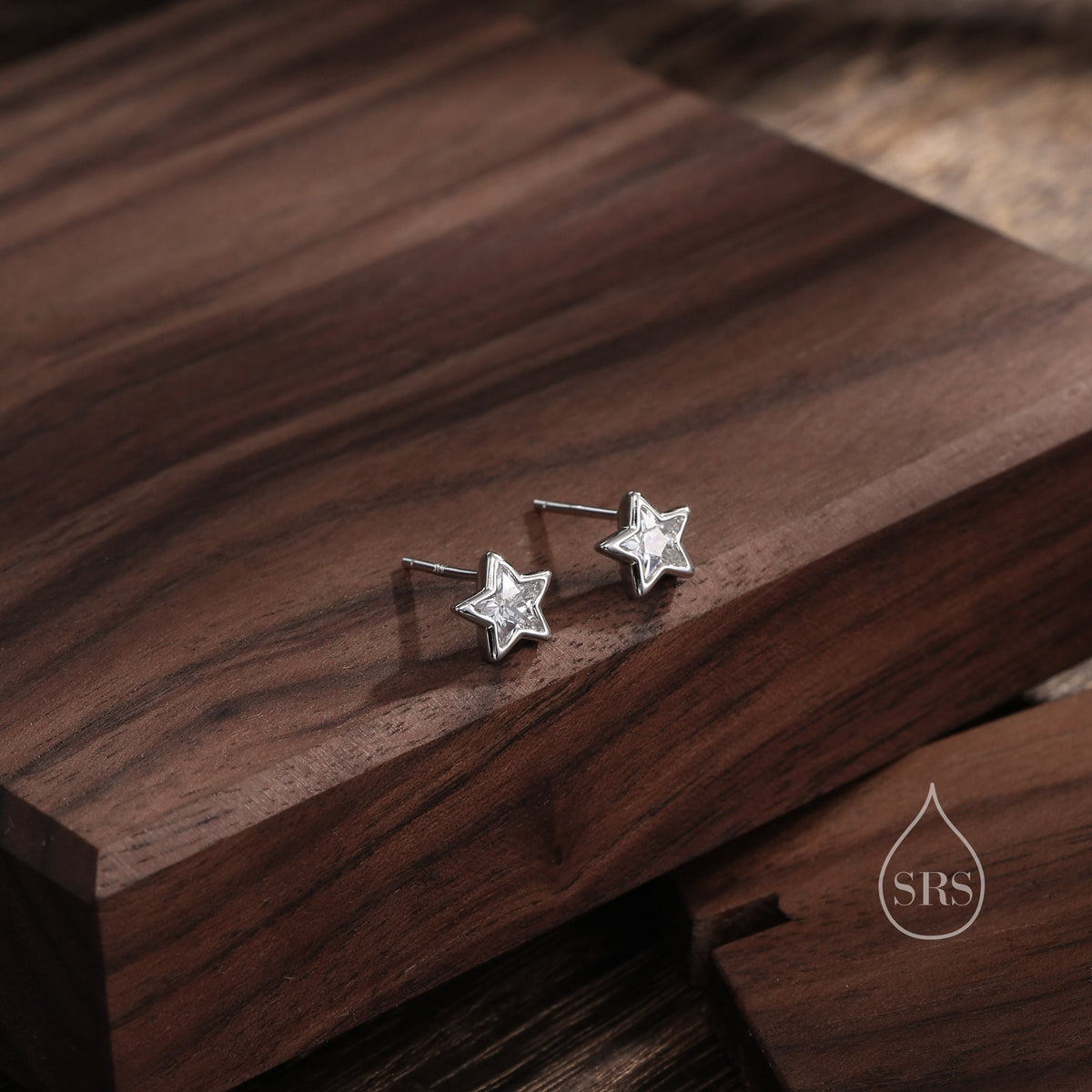 CZ Star Stud Earrings in Sterling Silver, Silver or Gold, Sparkly Crystal Star Earrings, Stacking Earrings