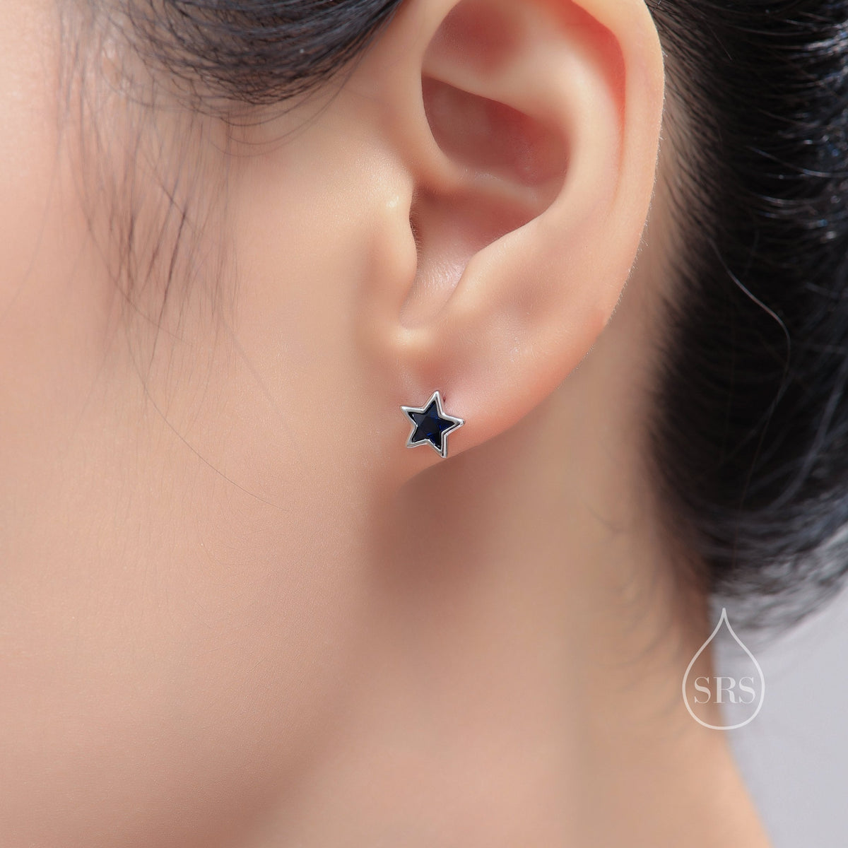 Amethyst Purple CZ Star Stud Earrings in Sterling Silver, Silver or Gold, Sparkly Crystal Star Earrings, Stacking Earrings