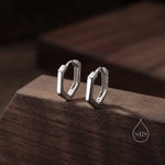 Hexagon Huggie Hoop in Sterling Silver, Geometric Hoop Earrings, Silver, Gold or Rose Gold, 10mm Pentagon Hoop Earrings, Minimalist Hoops