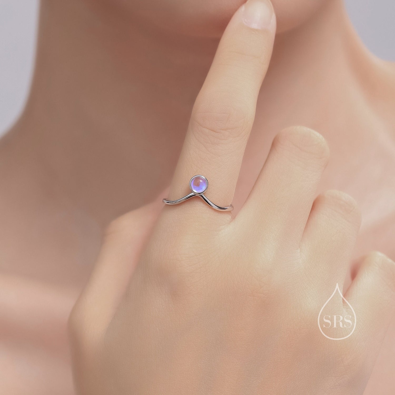 Moonstone Chevron Ring