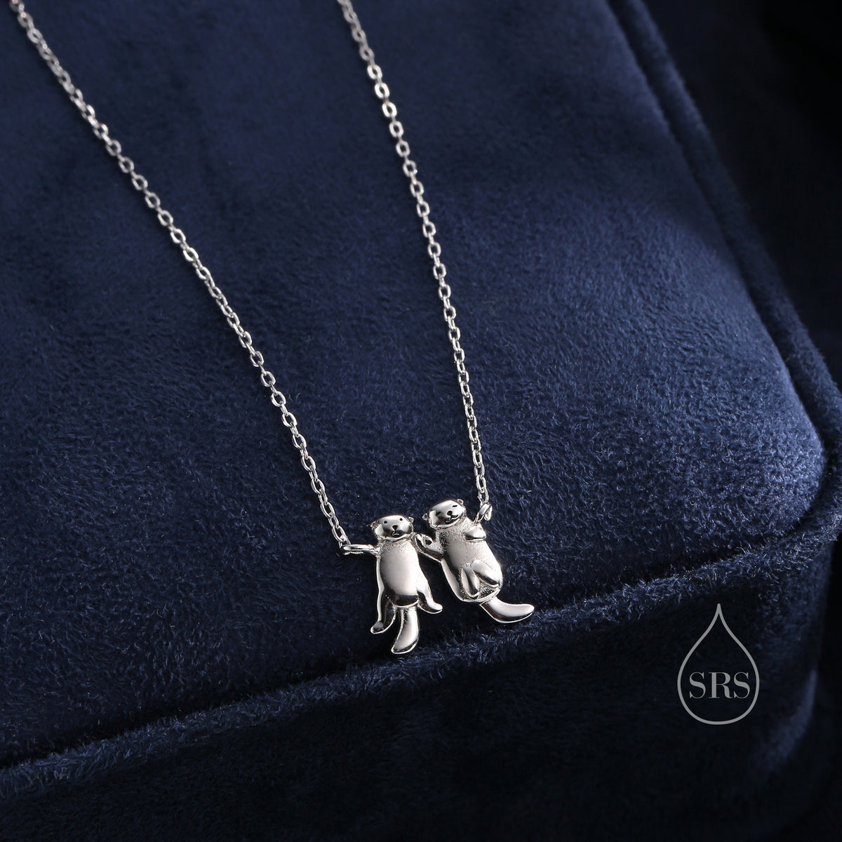 Otters Holding Hands Charm Necklace