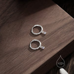 2mm Amethyst Purple Huggie Hoop Earrings in Sterling Silver, Silver or Gold, Extra Tiny CZ Hoops