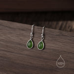 Sterling Silver Gemstone Droplet Hook Earrings, Genuine Stones with Lab-Created Moonstone and Opal, Pear-Shaped Drops
