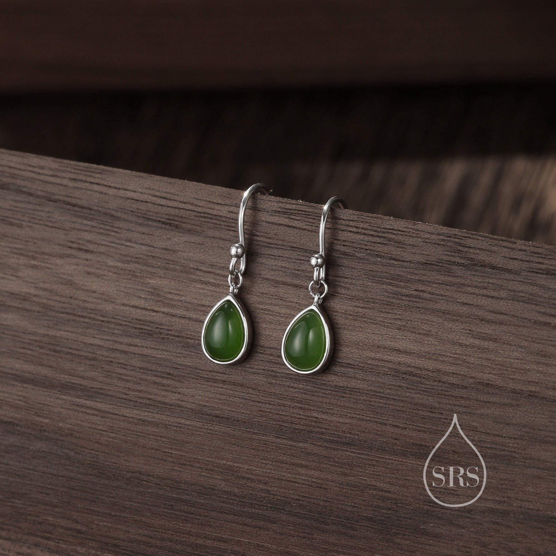 Sterling Silver Gemstone Droplet Hook Earrings, Genuine Stones with Lab-Created Moonstone and Opal, Pear-Shaped Drops