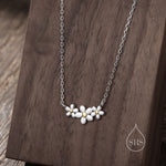 Forget Me Not Flower Trio Pendant Necklace