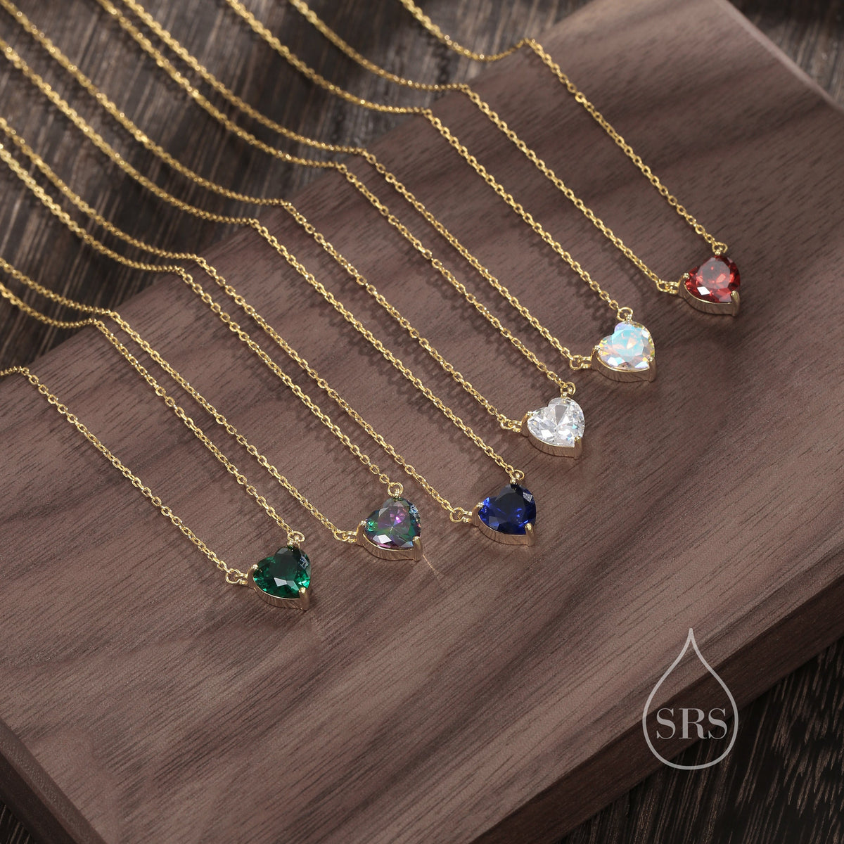 Emerald Green CZ Heart Charm Necklace