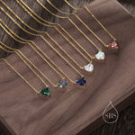 Emerald Green CZ Heart Charm Necklace