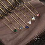 Aurora AB CZ Heart Pendant Necklace in Sterling Silver, Silver or Gold, Heart Necklace, Sparkly CZ Necklace