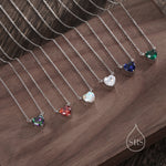 Emerald Green CZ Heart Charm Necklace