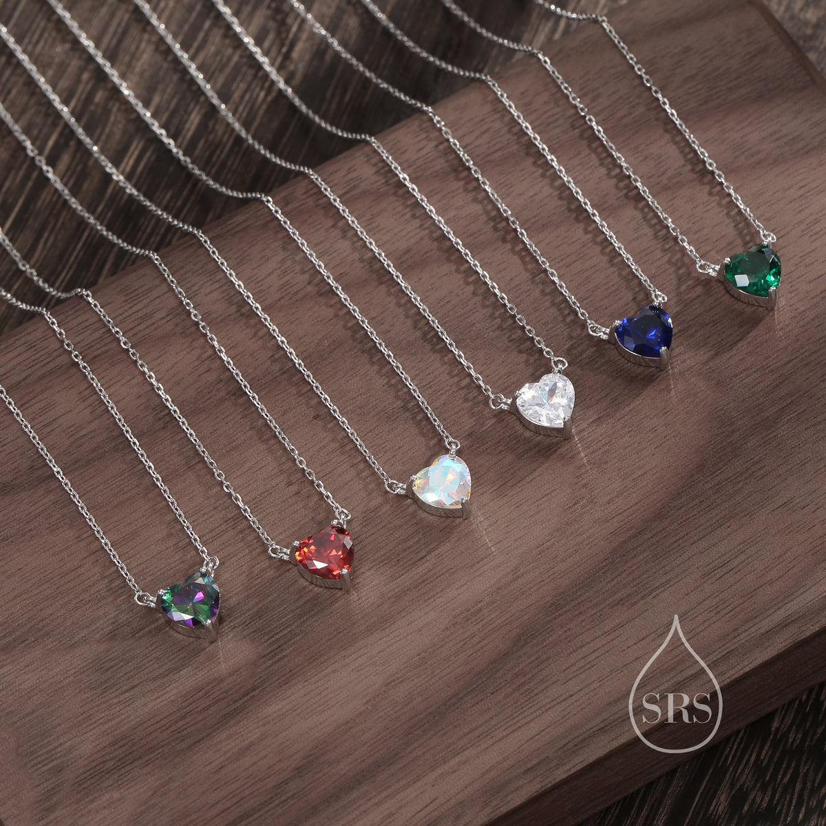 Emerald Green CZ Heart Charm Necklace